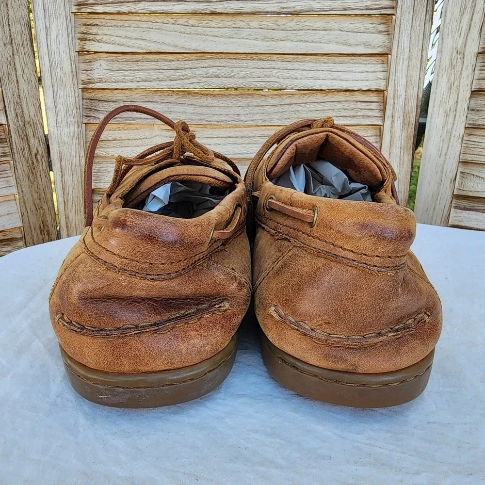 Born Sz 10.5 Brown Leather Boat Shoe Loafer Preppy Moccasin Quiet Luxury Casual